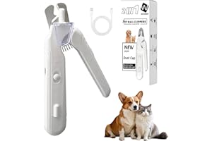 MUZMDNI 2-in-1 Dog Nail Grinder & Dog Nail Clippers Trimmers for Large Medium Small Dogs Cats Pets Claw Trimmer with LED Lights (White)