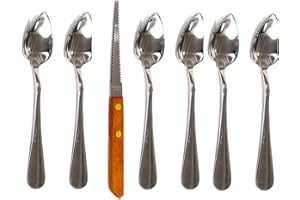Grapefruit Spoon And Knife Set, 6 Stainless Steel Serrated Spoons & 1 Grapefruit Knife