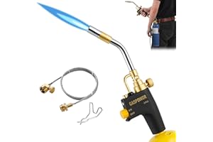 GASPOWOR High Intensity Propane Torch Head with Hose & Cylinder Clip, Gas Torch Head Fuel by Propane,MAPP, Welding Torch, Trigger Start torch lighter,Blow Torch (CSA Certified, Fuel Not Included)