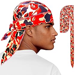 YARWAYER Silk Durag for Men with Long Tail Designer