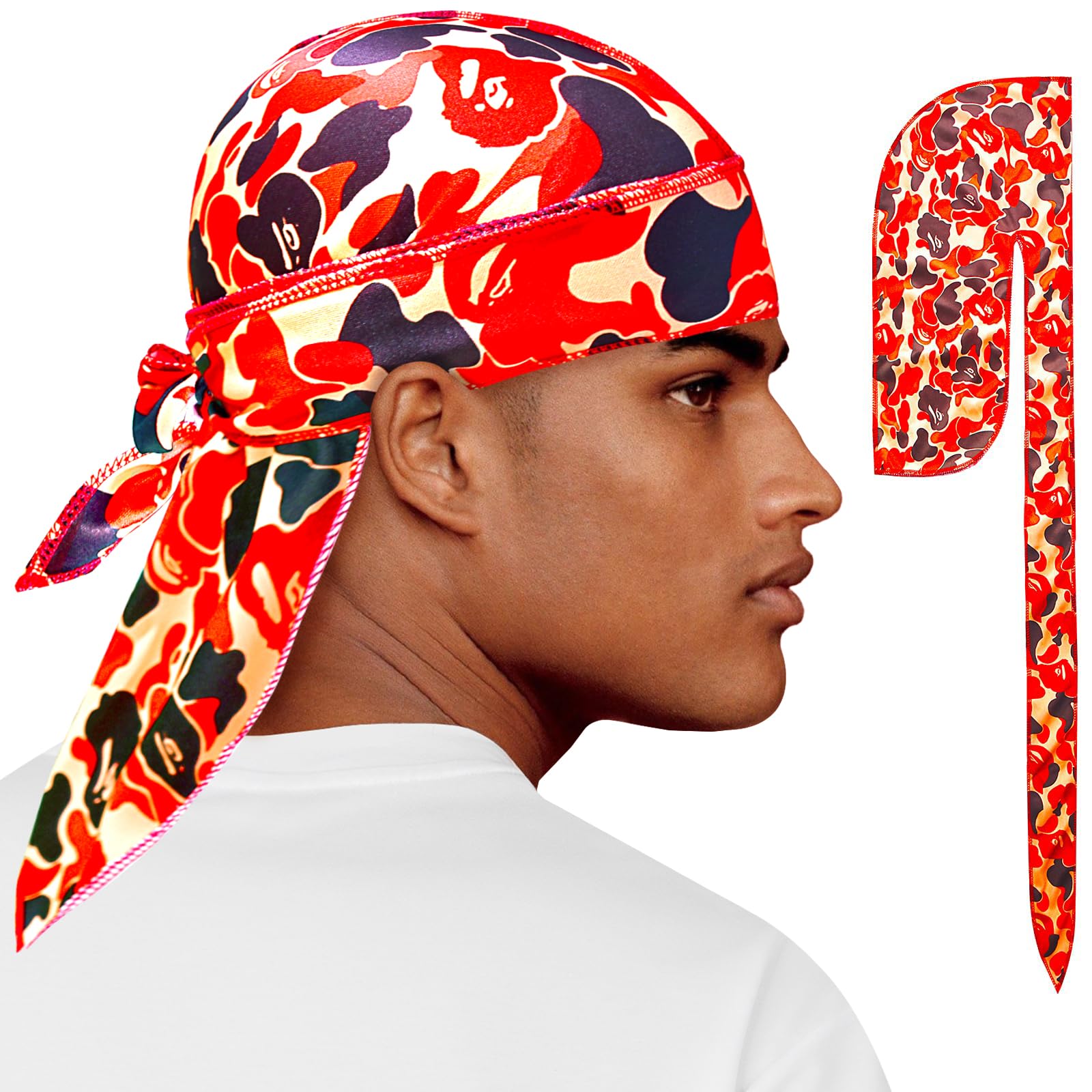 YARWAYER Silk Durag for Men with Long Tail Designer