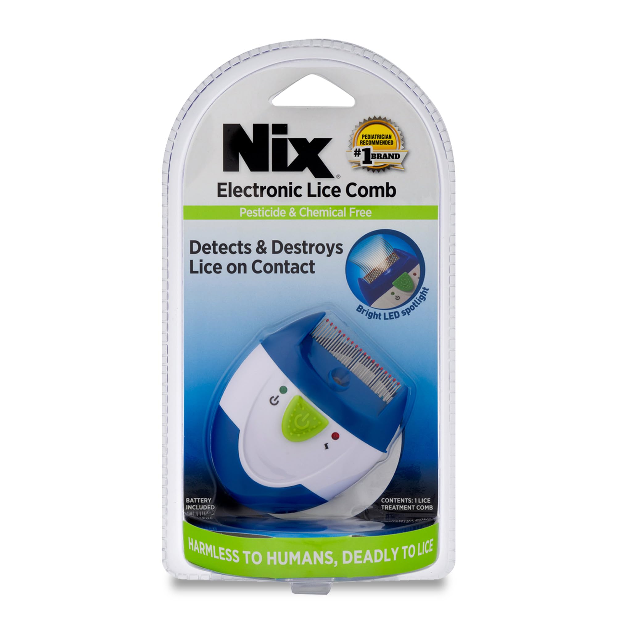 Nix Electronic Lice Comb, Effective Lice Treatment without Pesticides or Chemicals, 1 Count