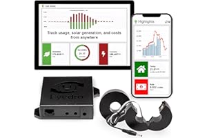 Eyedro Home Energy Monitor – Real-Time Electricity Usage Monitor with Solar Net Metering – Whole House Power Consumption Monitor – WiFi/Ethernet Smart Energy Meter with Reports & History, 2 Sensors