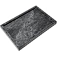 Black Marble Tray,100% Natural Marble Tray for Kitchen Counter,Bathroom,Vanity,Coffee Table,Non-Resin/Non-Ceramic (Black and Grey,Large 12"x8"x1.2")