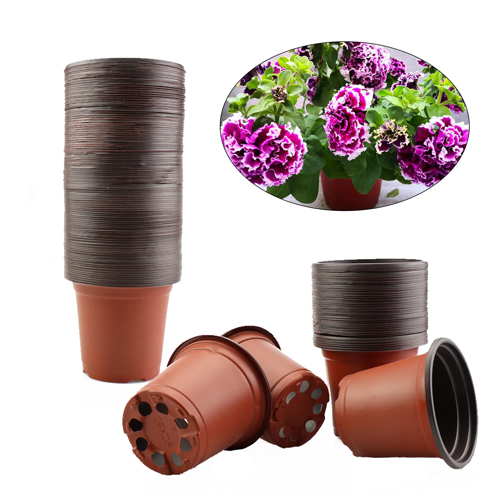 Taasmoog Plastic Plants Nursery Pot, 100 Pcs Seed Nursery Pot Succulent Nursery Pots Reusable Seed Starting Pots for Herb Flower Bedding Indoor Outdoor Planting. Ideal Flower Plant Containers (9cm)