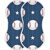 WELLDAY Muslin Baby Burp Cloths Set of 1, Soft Absorbent Baseball Stripe Muslin Washcloths, Bibs, Face Towel for Newborn Boys Girls, 22 x 11 Inch