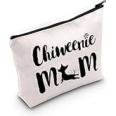 G2TUP Chiweenie Dog Lover Gift Chiweenie Mom Makeup Bag Chiweenie Dog Mom Cosmetic Bag Chiweenie Dog Owner Gift Pet Owner Zipper Travel Bag (Chiweenie Mom White Bag)