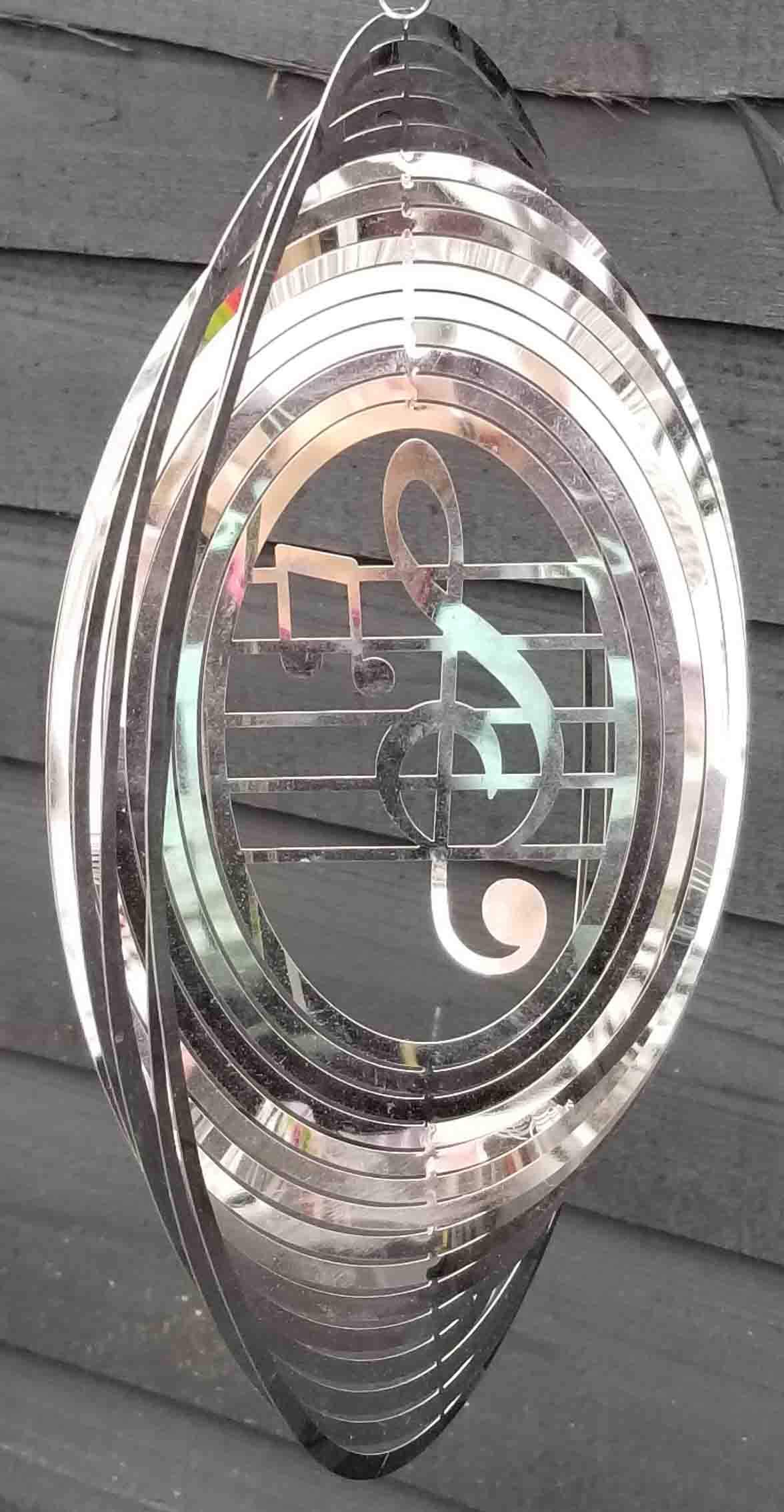 SK Style Stainless Steel Wind Spinner - 3D Mobile - Treble Clef Spinner