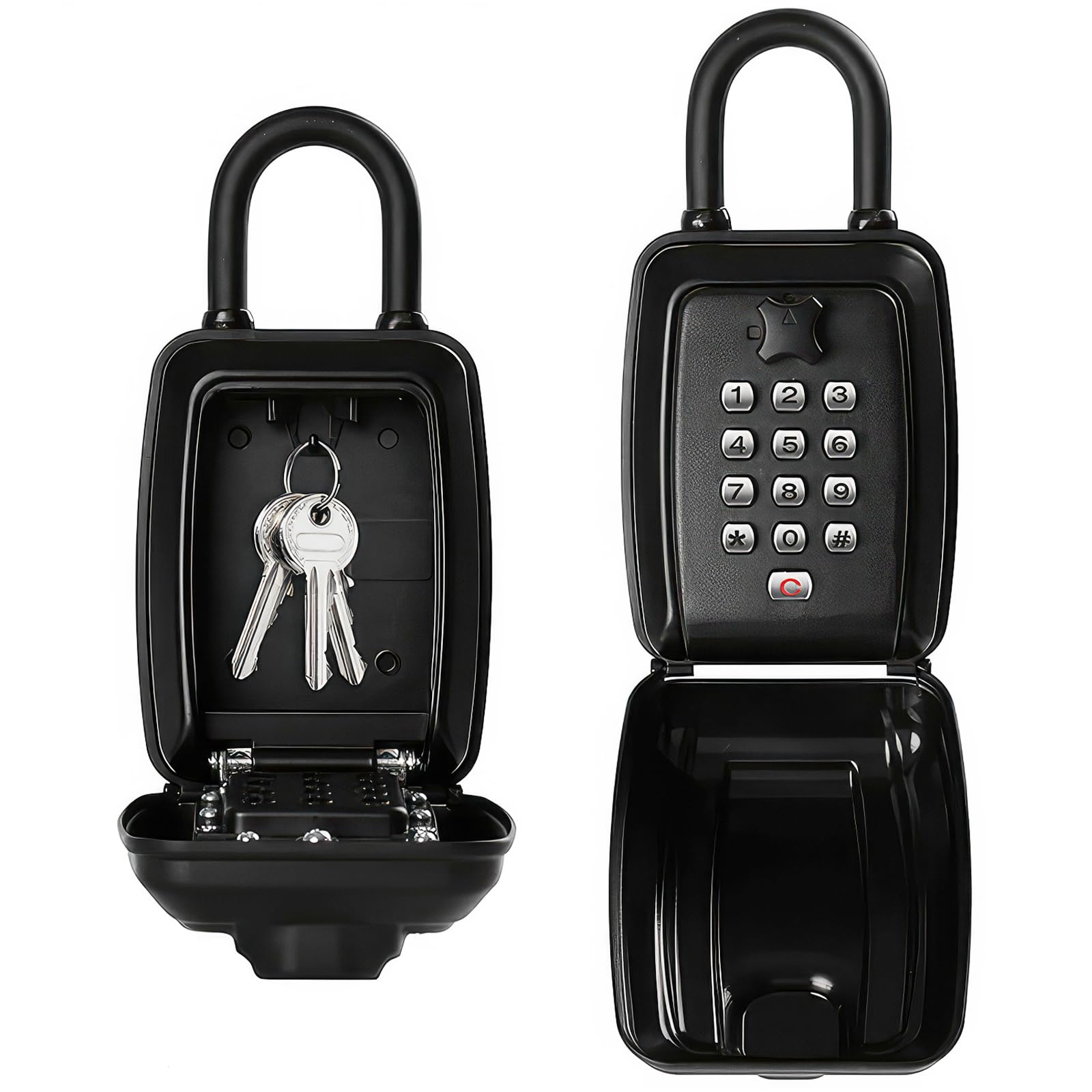 Key Safe Wall Mounted Police Approved,Large Capacity Outdoor Key Lock Box with Resettable 12-Digit Code, with Weatherproof Cover for Outside Home, Garage, Office & School