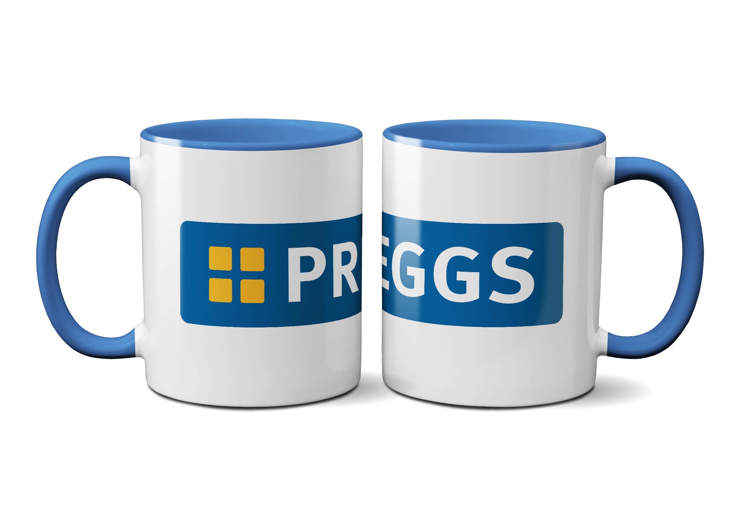 SMARTYPANTS Preggs Mug- Greggs Bakery Funny Novelty Pregnant Christmas Birthdays Laughter (Blue Handle Prime)