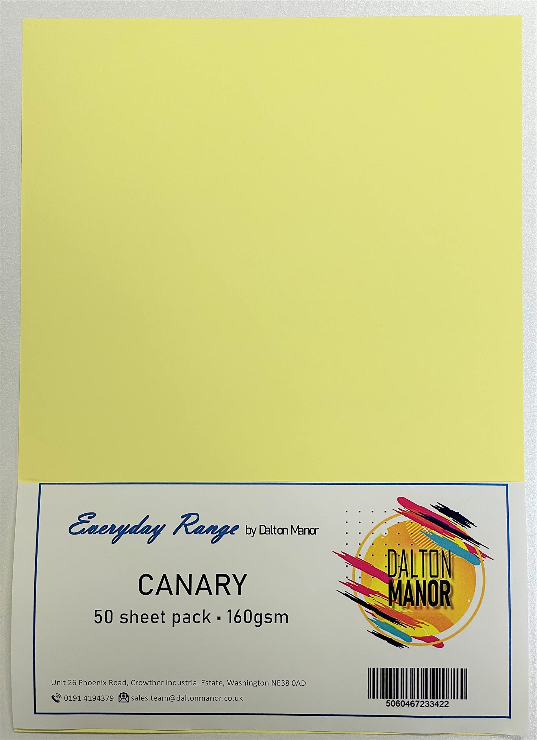 A4 Card 50 Sheet Pack Colour - Canary 160gm