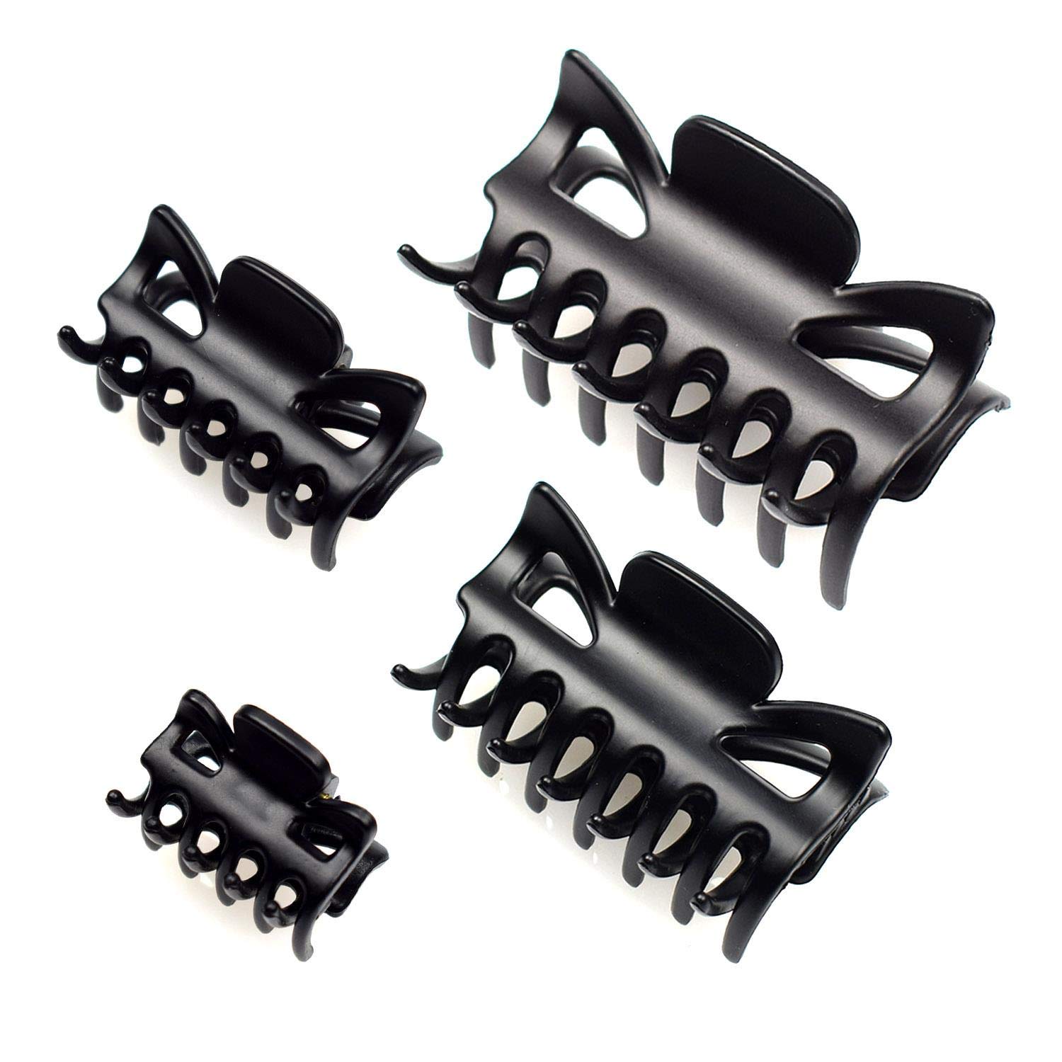 Basic Sense 4 Pcs Assorted Size Hair Claw Clips For All Hair Types, Strong Hold Durable