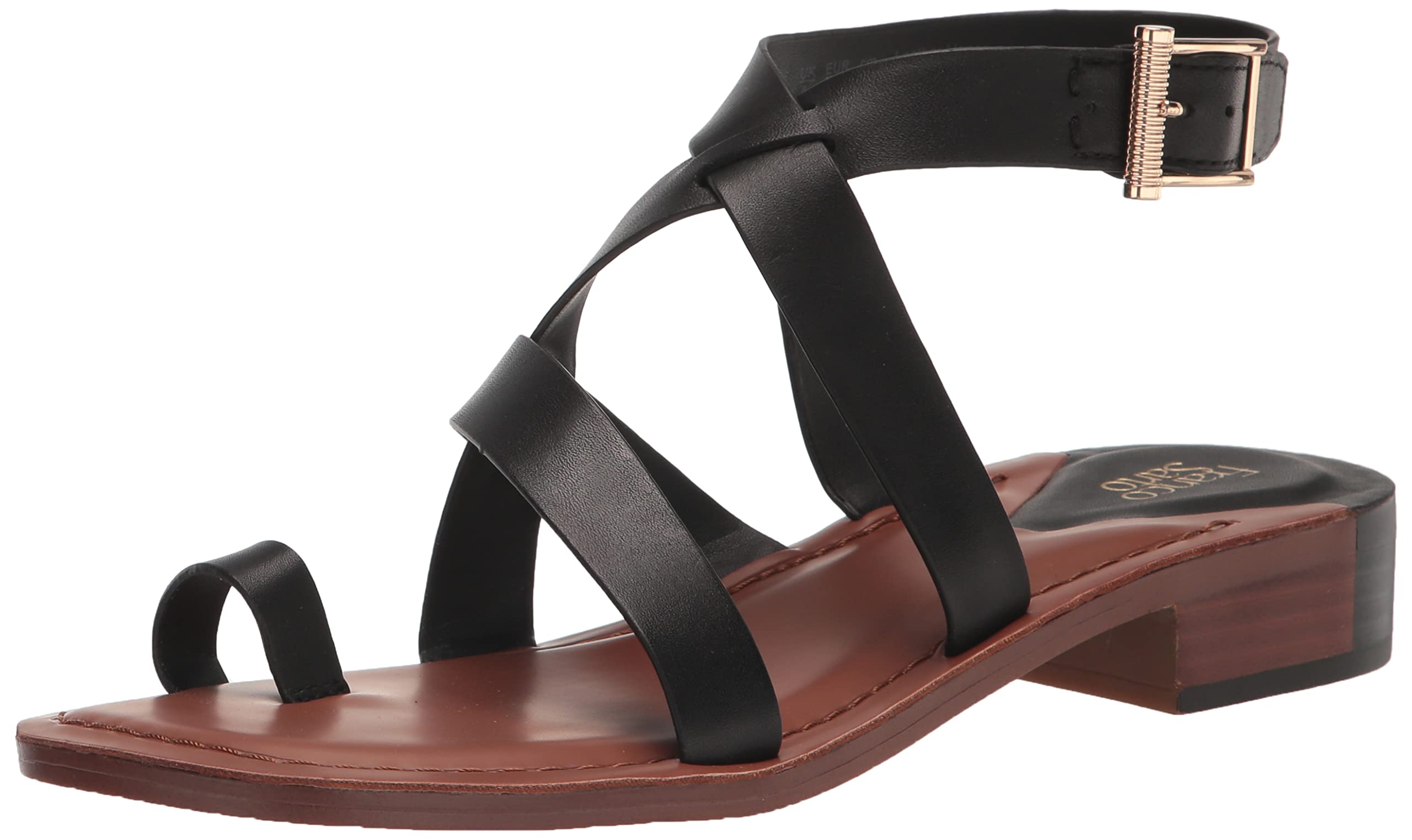 Franco Sarto Womens Ina Strappy Sandal Black Leather 5.5 M