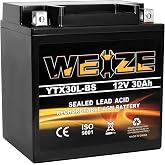 Weize YTX30L-BS Battery Replacement Yuasa YIX30L Motorcycle Battery - Factory Sealed - Maintenance Free - High Performance ETX30L BS For Harley Davidson Polaris Sportsman