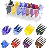 8 Professional Hair Clipper Guards Cutting Guides Fits for Most Wahl Clippers with Organizer, Color Coded Clipper Combs Repla