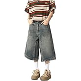 Long Denim Shorts Jorts Y2k Baggy Jeans Shorts Vintage Skater Pants Cargo Jorts Harajuku Streetwear