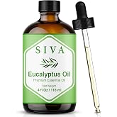 Siva Eucalyptus Essential Oil, Glass Bottle with Dropper, 4 Fl Oz (118 ml) | Eucalyptus Oil for Diffuser, Humidifier, Sauna, Spa, Steam Room, Shower, Skin Care, Soap Making, Candle Making &amp; DIY Projects