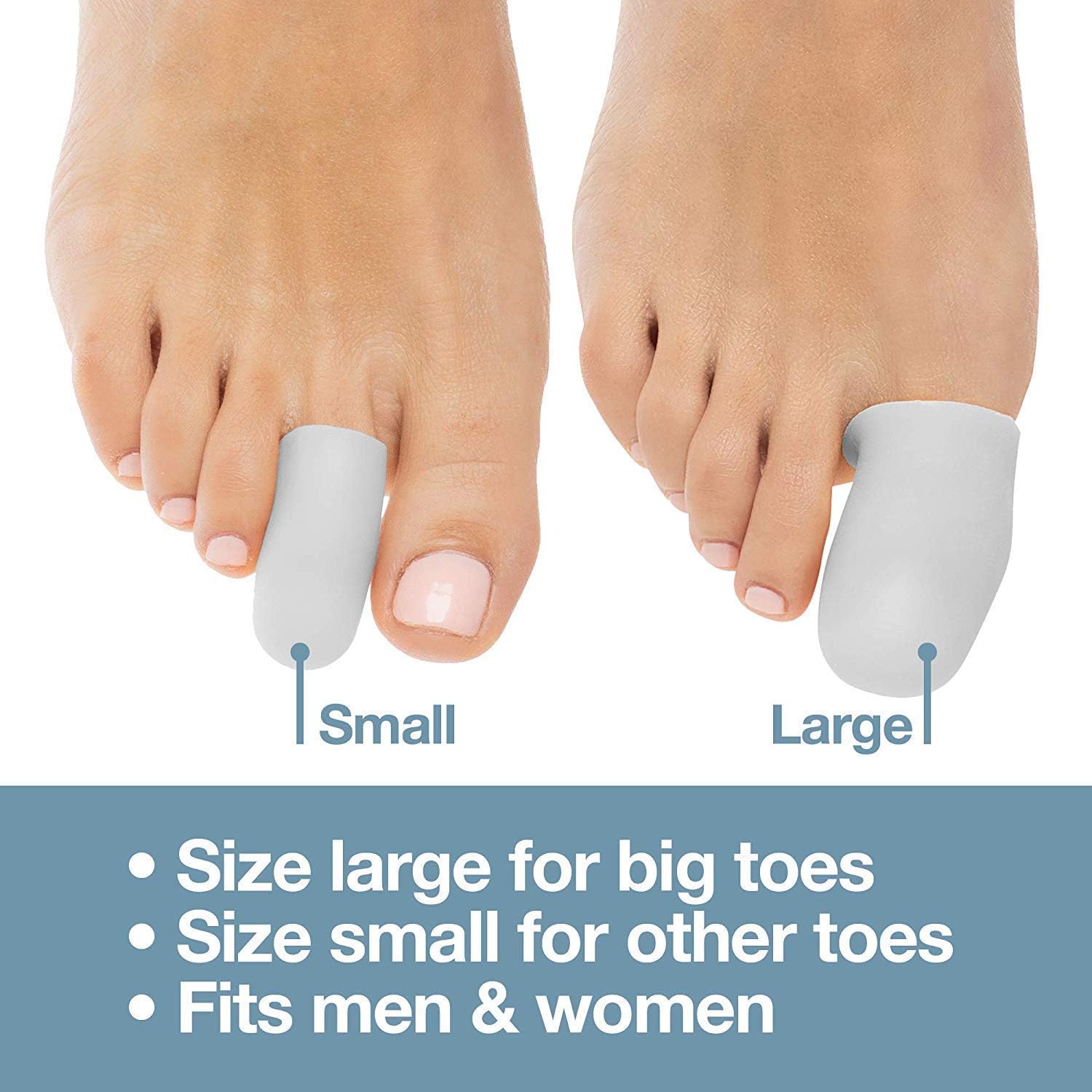 ZenToes 6 Pack Gel Toe Cap and Protector - Cushions and Protects to Provide Relief from Missing or Ingrown Toenails, Corns, Blisters, Hammer Toes (Small, White): Health & Personal Care