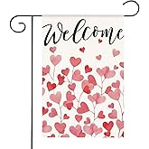 HOMFREEST Valentines Day Love Hearts Garden Flag 12x18 Inch for Outside Double Sided Welcome Valentine’s Day Yard Flag Anniversary Wedding Outdoor Decoration