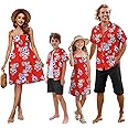 Family Matching Hawaiian Outfits, Dad and Son Beach Vacation Shirts Mommy Daughter Dress, 2T - X-Large