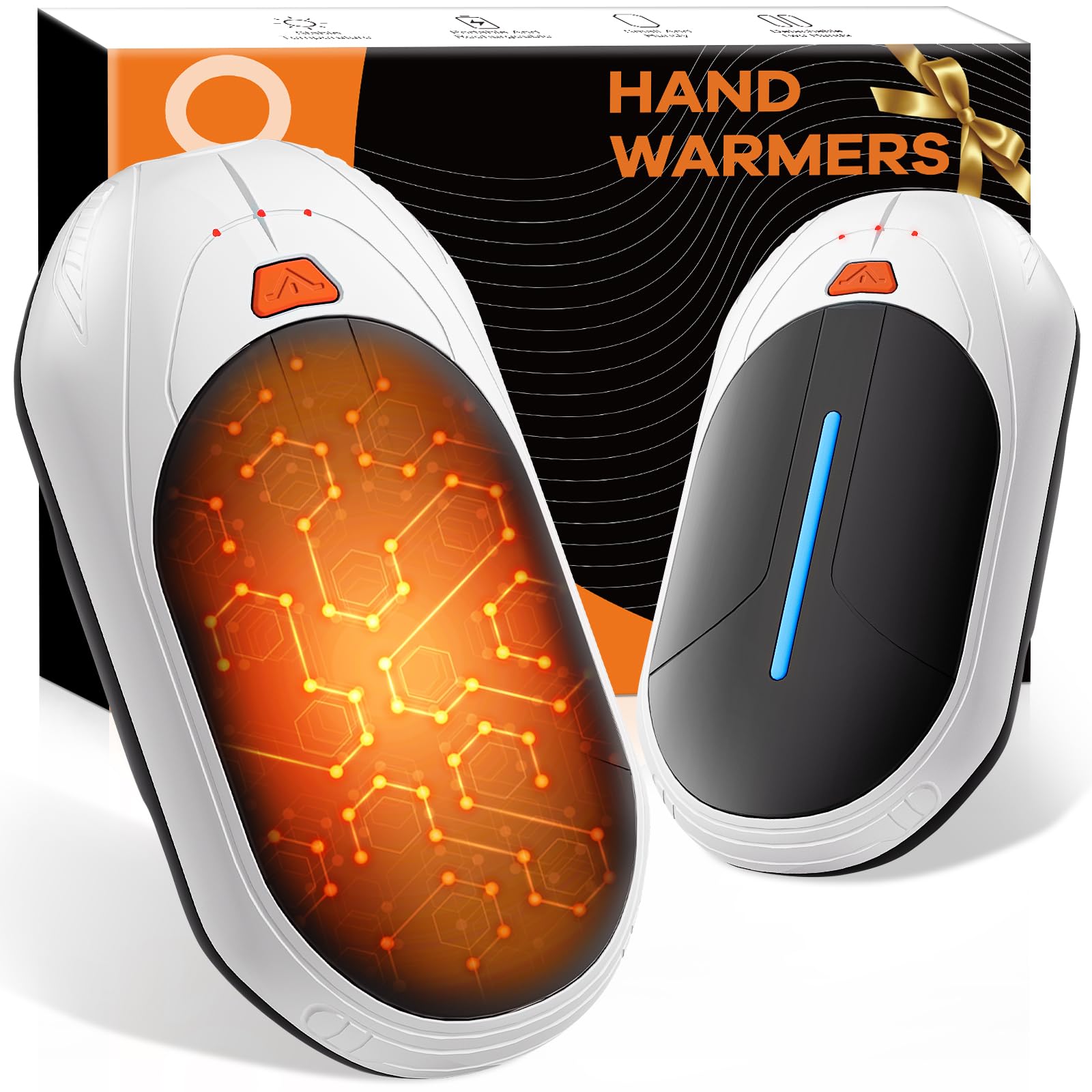 Hand Warmers Rechargeable 2 Pack, 3000mAh*2 Ultrathin Electric Handwarmers, Portable Pocket Warmer, Gifts for Christmas, Outdoor Sports, Camping, Hiking