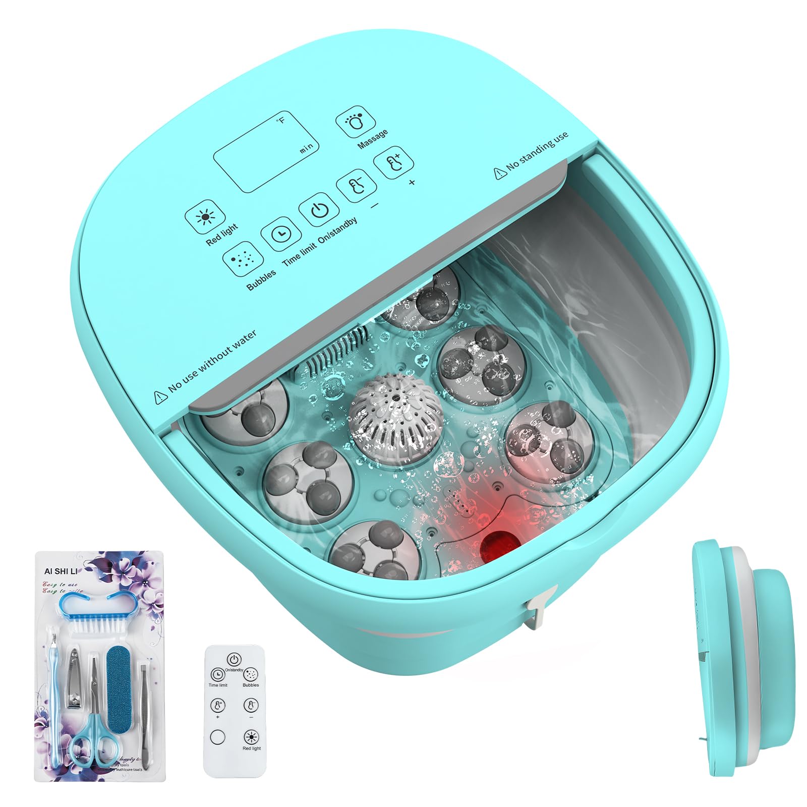 Photo 1 of *** NO REMOTE *** Collapasible Foot Spa Bath Massager with Heat, Pedicure Foot Spa with Bubbles/Timer/Temperature Control, Feet Soak Tub for Home, Office, Relaxation and Stress Relief, Gift for Men and Women (Blue)