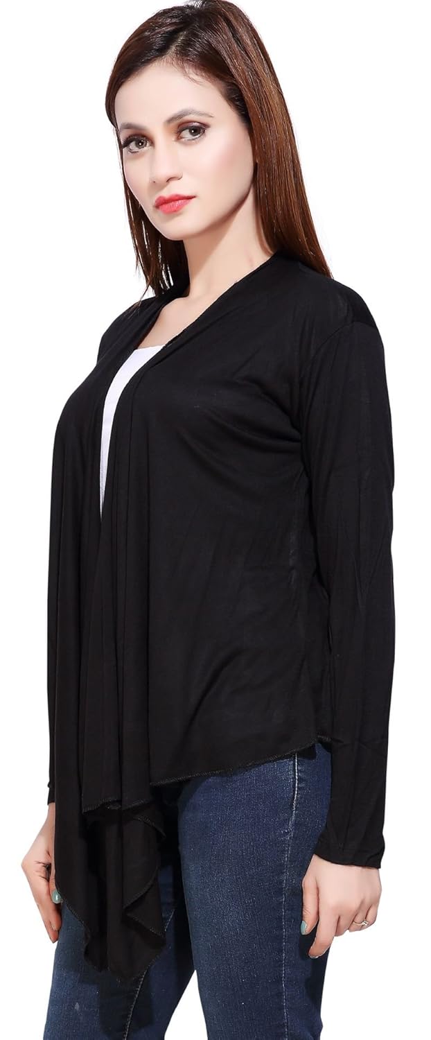 bfly women's viscose long shrugs(black)