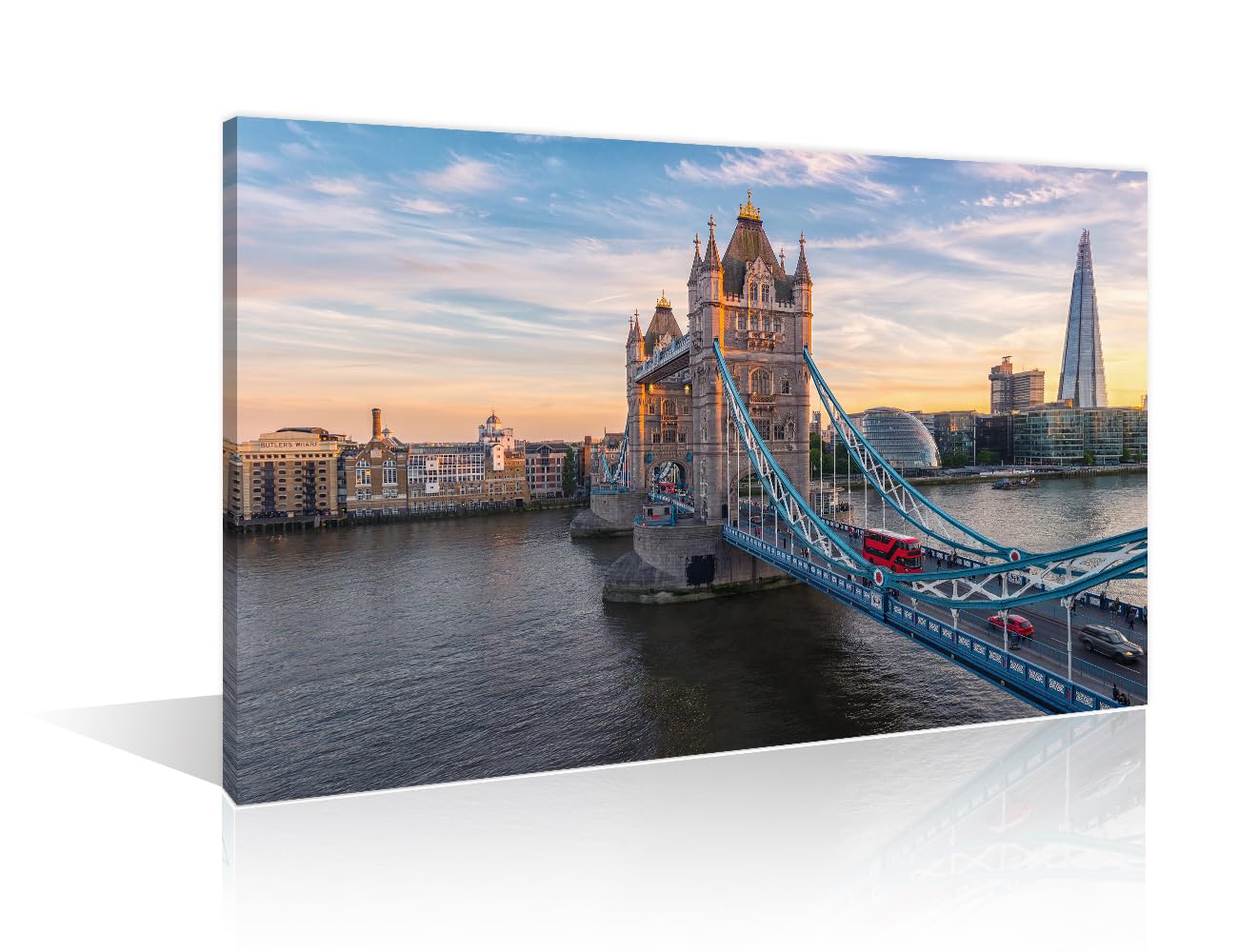1 Piece Wall Decor Tower Bridge in London the UK Sunset with Beautiful Clouds Canvas Paintings Pictures for Bedroom, Bathroom, Office House Decor Stretched and Framed Ready to Hang (16" Wx24 H)