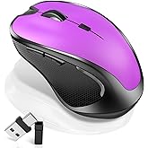 Mouse for MacBook Bluetooth Wireless Mice Laptop Mac Pro iPad with Jiggler | Wireless Bluetooth Rechargeable Silent Optical Mouse Dual Mode Switch Bluetooth 5.2/3.0 and 2.4GHz USB Type-C Receiver Purple