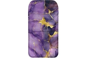 SUITOSELFY Purple Marble Print Pocket Protector Leather Pencil Holder Pouch Pen Pocket Organizer for Shirts Lab Coats Pants Pocket Pouch Protectors for Pens and Pencils