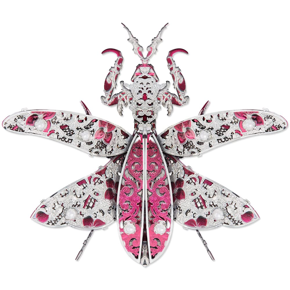 Piececool 3D Puzzle Metal Purple Mantis Models, Insect Craft Model Kits for Adults to Build, 3D Puzzles Adult Teens for 304 Stainless Steel, Ideal as Gifts, Home Decoration, Collection, 29 Pieces