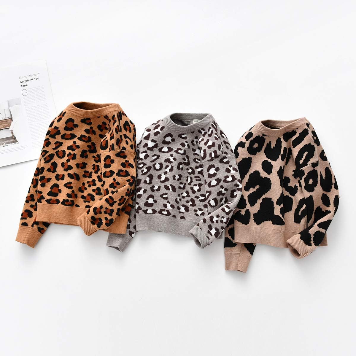 Toddler Baby Girl Boys Leopard Sweatshirt Long Sleeve Shirts Top Pullover Sweater Fall Winter Outfit Clothes: Clothing