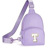 YOOLIFE Small Sling Bag - Birthday Gifts for 9 10 11 12 13 14 15 16 Year Old Girls, Birthday Gifts for Girl Daughter Sister, Initial Cross Body Purses for Girls Sling Bag for Teens (Purple T)