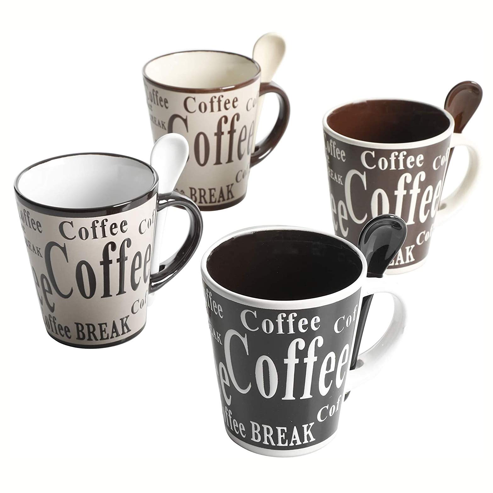 Photo 1 of Mr. Coffee Bareggio Mug and Spoon Set, Café Americano, 8-Piece Mug and Spoon Set (14oz)