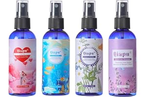 QIAPU Natural Bedroom Linen Spray Scented Room Mist with Plant Extracts Long Lasting Freshness for Sheets, Pillows & Curtains – 4oz（4Bottle）