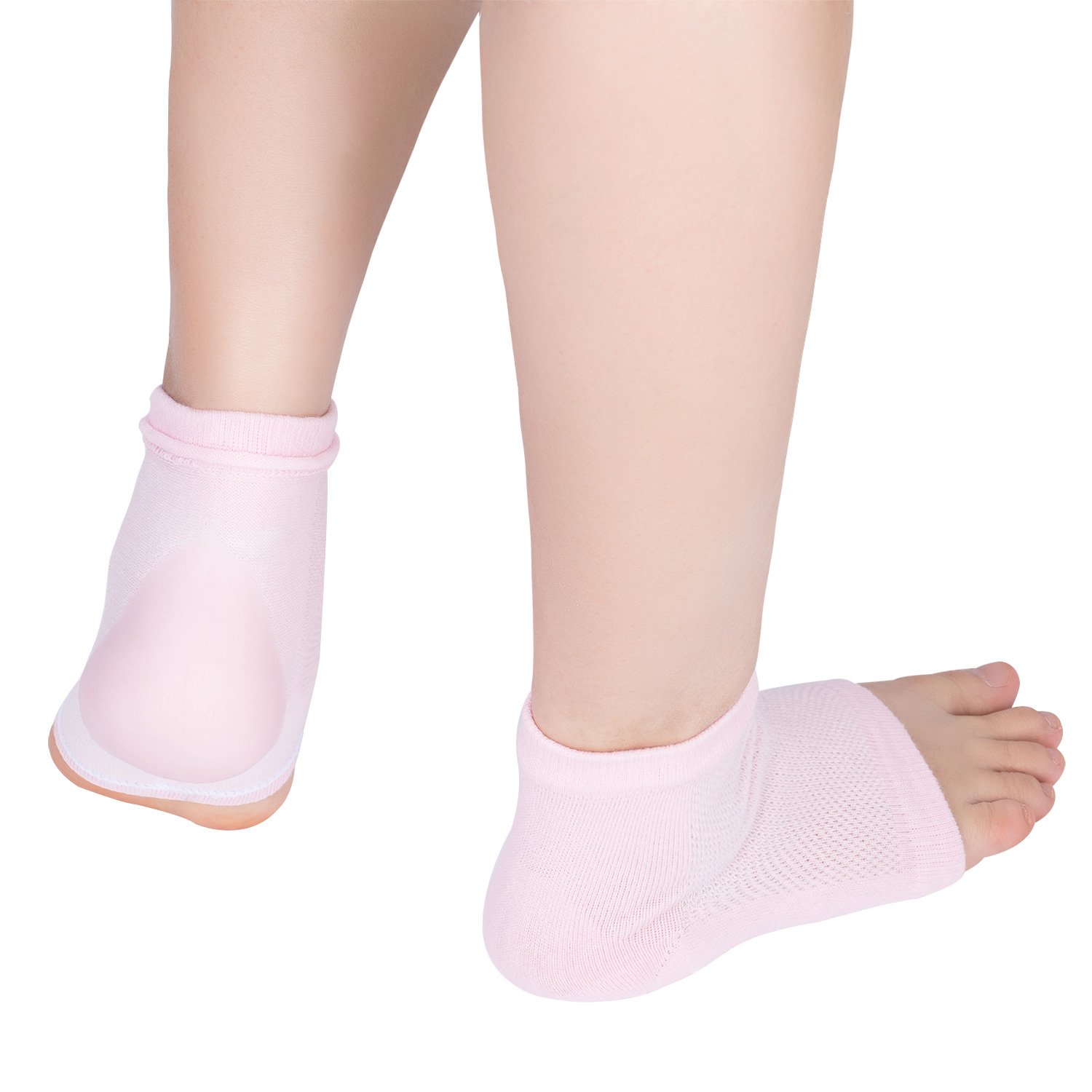 Bememo Soft Ventilate Gel Heel Socks Open Toe Socks for Dry Hard Cracked Skin Moisturizing Day Night Care Skin, 3 Pairs (Pink, Turquoise, Grey) : Beauty