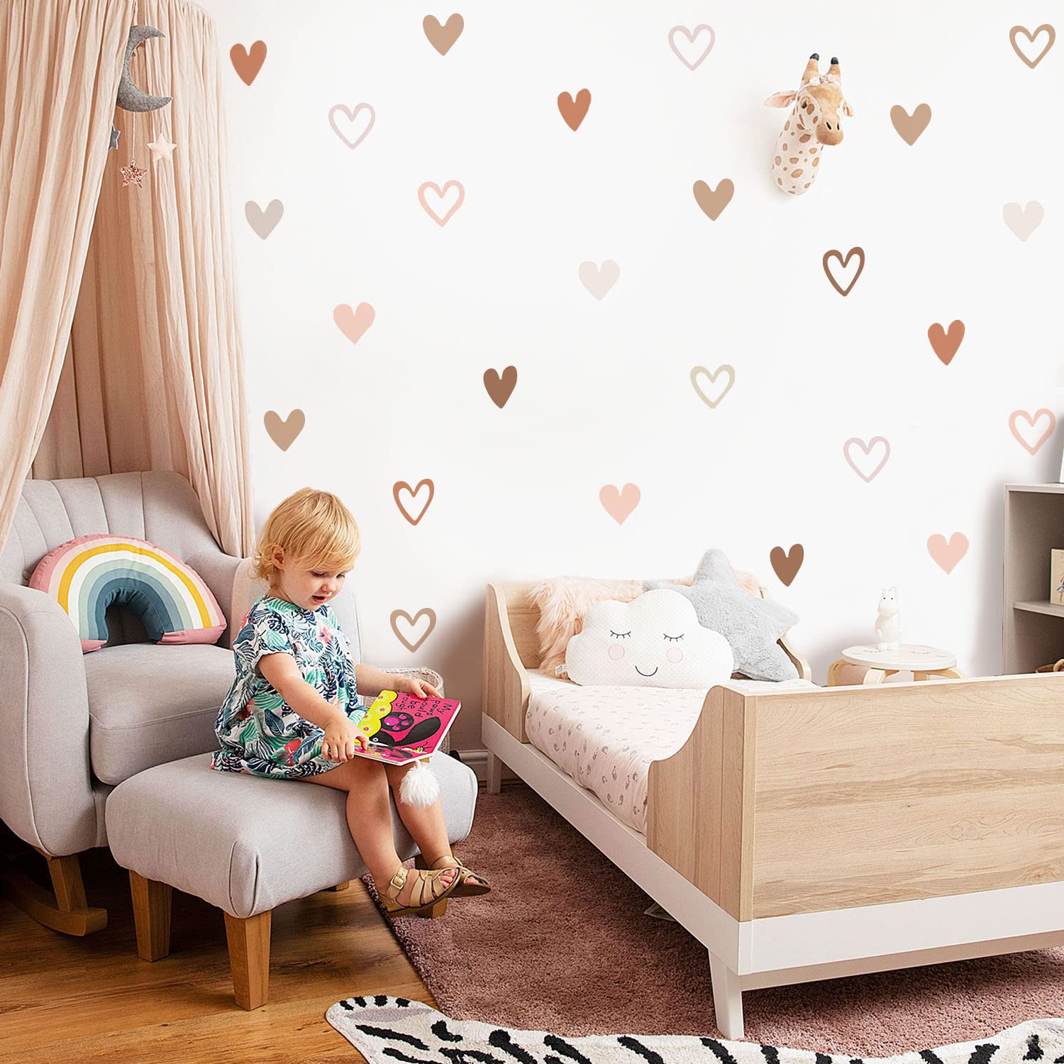 Neukids Boho Heart and Hollow Children's Wall Stickers Girls Wall Decals Nursery Stickers for Kids Bedrooms Livingroom Kindergarten window Wall Decor