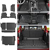 powoq Floor Mat Compatible with 2021-2025 Jeep Wrangler JL 4XE 4 Door Trunk Mat Backrest Mat TPE Replacement for 21-25 Jeep Wrangler JL Accessories (Fit 21-25 JL 4XE, Trunk Mat+Backrest Mat+Floor Mat)