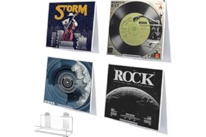 HEKORE 6Pcs Vinyl Record Display Shelf Wall Mount No Drill, Self Adhesive Clear Acrylic Album Holder, Invisible Floating Shelves for CD Shelf, Kids Bookshelf, Suitable for Home Office