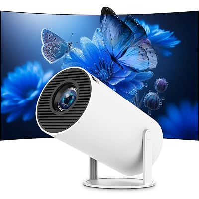 Mini Portable Projector 4K WiFi 6 BT 5.2 Upgraded Portable Projector Full HD Supported for Phone /PC /TV /HDMI /PS5 /Laptop Auto Keystone Home Theater 180° Rotation [Built-in App] White