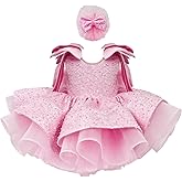 bluqulo Fairy Tale Tutu Dress for Girls – Sparkly Party Dress with Sequin Bow Headband for Birthdays and Celebrations