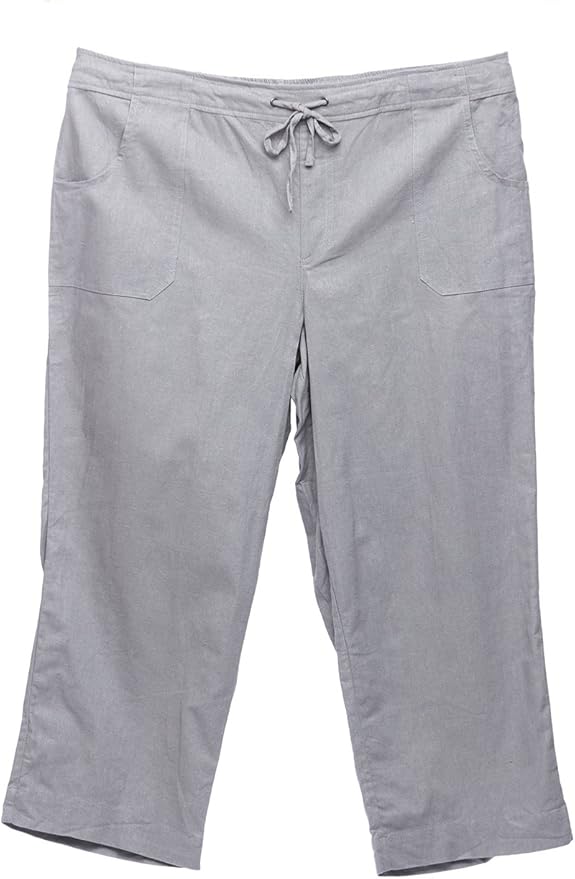 plus size white linen capris