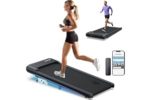 WELLFIT 10% Incline Walking Pads with Handle Bar for Home Office Apartment, Small Under Desk Treadmills with Hiking Climbing Mode for Efficient Fat-Burn, Works for APPs/Mute Remote, 360 LBS Capacity