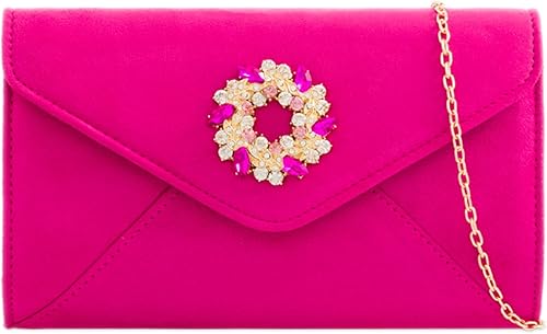fuchsia clutch bag and shoes