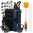 YONICOER Insulated Water Bottle 40oz,Triple Wall Vacuum Stainless Steel(Dishwasher Safe),Leak Proof & Non-BPA,Flask Jug with Paracord Handle & Straw Spout Lids Sports Navy Blue