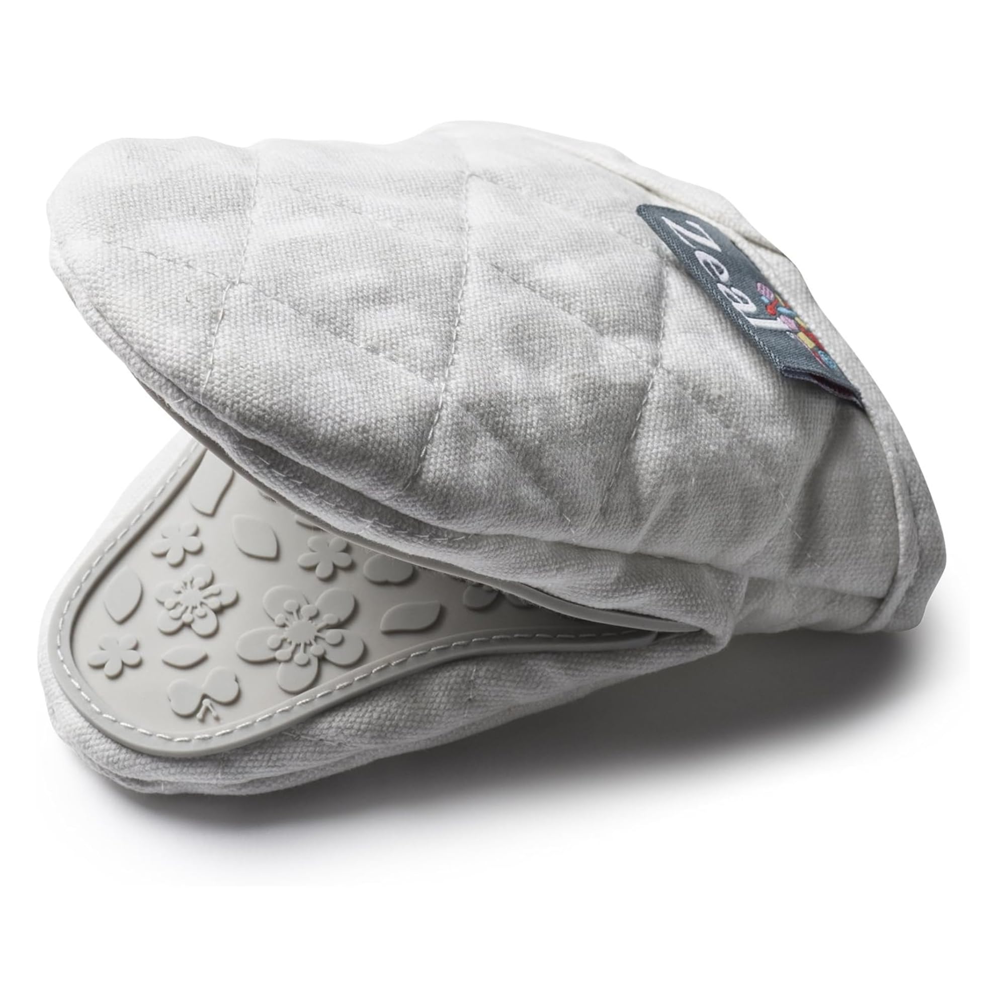 Zeal V124S Silicone & Cotton Mini Mitt Pot Holder Gingham, Cotton, French Grey, 17.5 x 13.5 x 2.5 cm