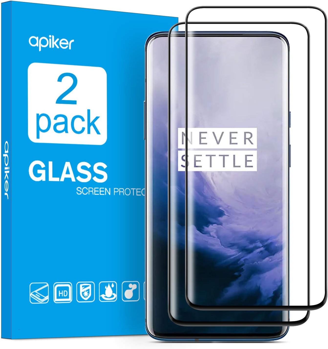 apiker [2 Pack Screen Protector Compatible for Oneplus 7 Pro/Oneplus 7t