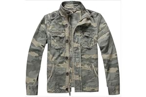 Admitted &Feeling Men's camo Military Jacket Cargo Stand Collar Bomber Jackets Coat