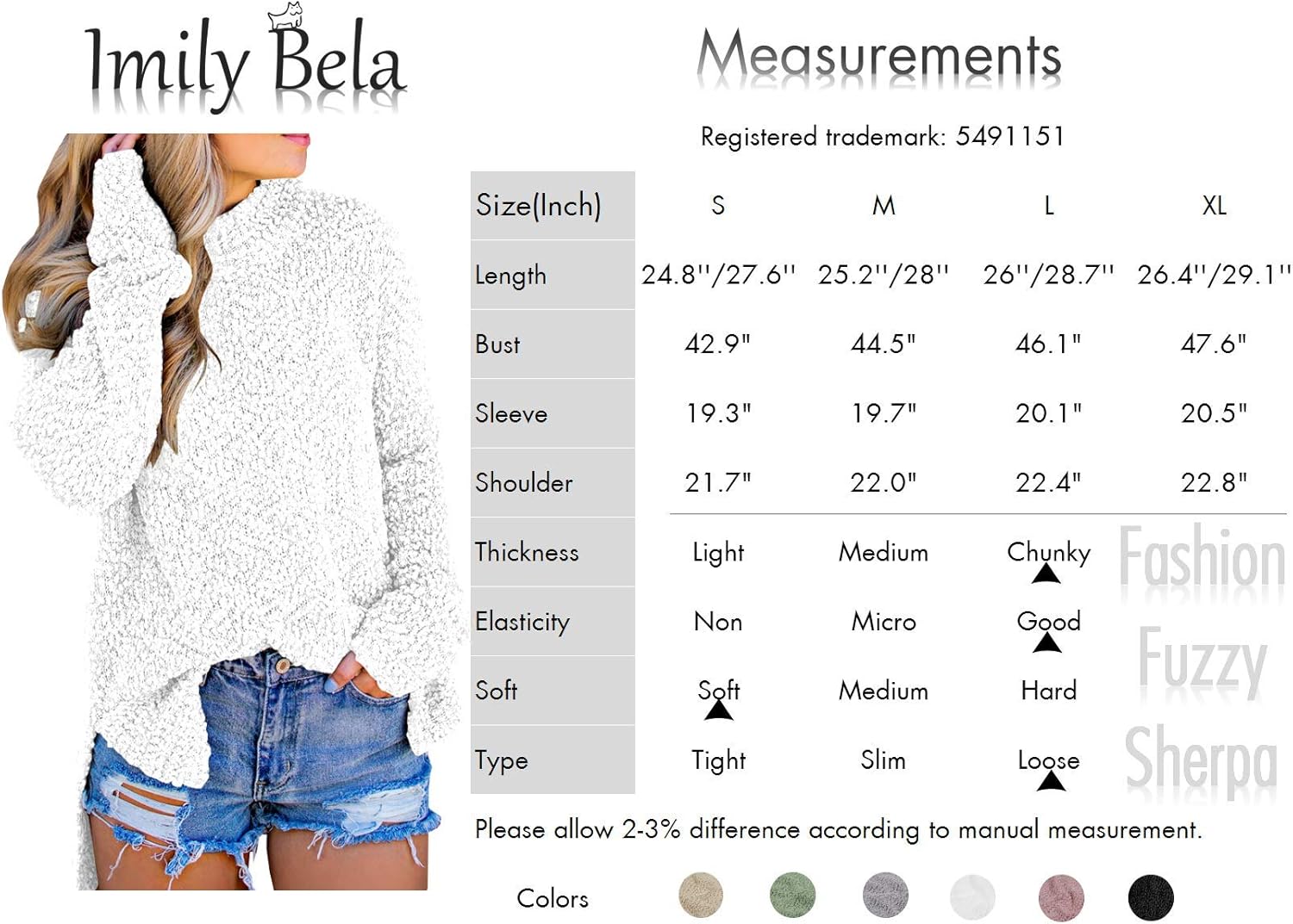 Imily Bela Womens Fuzzy Knitted Sweater Sherpa Fleece Side Slit Full Sleeve Jumper Outwears at  Women’s Clothing store