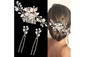 SHEHARUHI 3 Pcs Gold Crystal Wedding Hair Comb Rhinestone Bridal Hair Pins Pearl Crystal Hair Accessories for Bride Bridesmaids Flower Girls